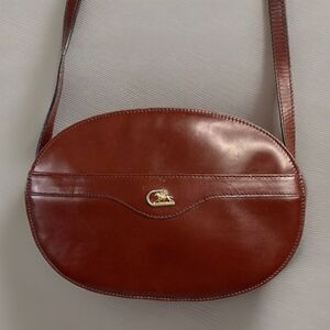 Cristian Crossbody Bag Purse Equestrian Brown Leather Oval True Vintage Classic‎
